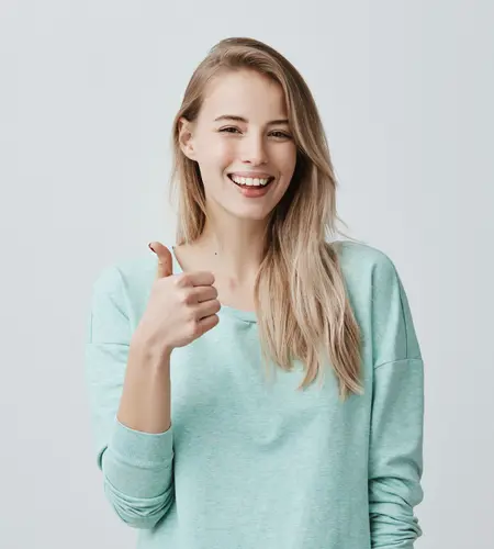 A Smiling Girl Wearing Light Green Loose Fitted Shirt