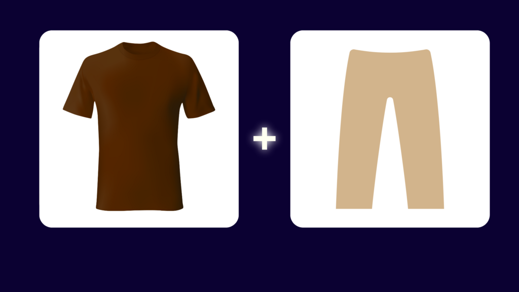 Tan pant with brown shirt