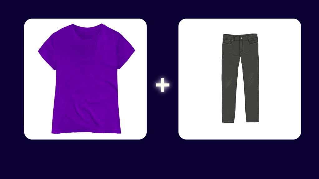 black pant with purple shirt