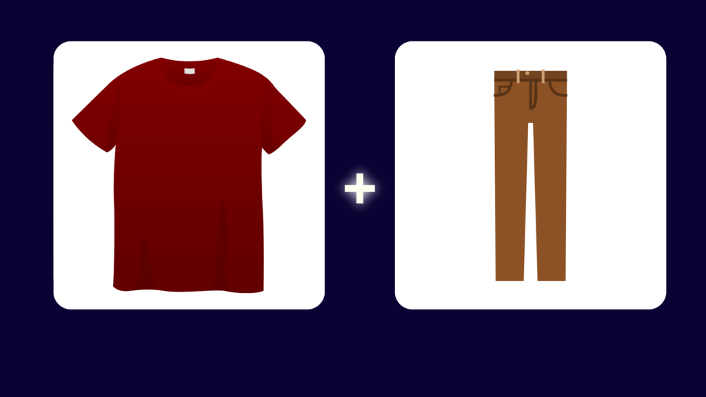 brown pants maroon shirt